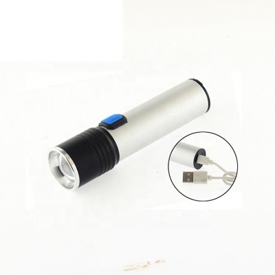 USB Charging Built-in Lithium Battery LED Rechargeable Torch Zoomable Classical Mini Aluminum LED Flashlight