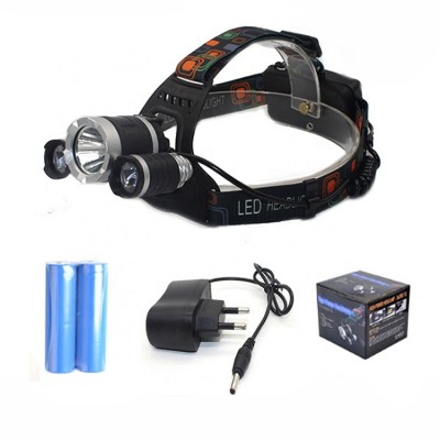 T6 LED Waterproof Headlight 4 Modes Rechargeable 2*18650 Battery Head Full plastic Emergency Head Lamp