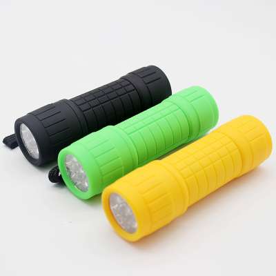 YAOMING cheap rubber 9led torch light mini flashlight promotional/led projector torch