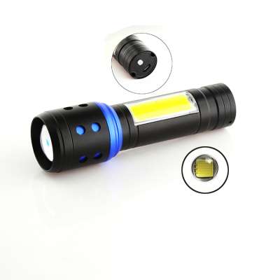 Factory Cheapest USB Charging COB Mini Flashlight Outdoor Telescopic Zoom T6 Light LED Flashlight